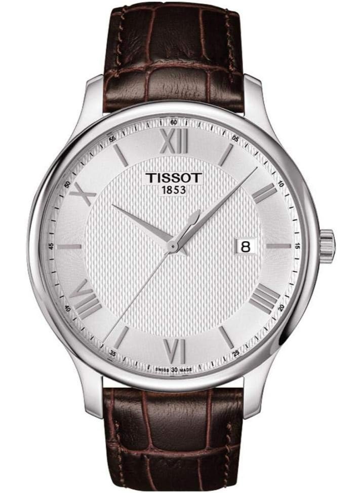 TISSOT ساعة يد رجالية تقليدية من الفولاذ المقاوم للصدأ بني T0636101603800 - Image 1